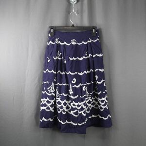 Fever Womens Skirt 4 Blue Pleated Classic Nautical Vacation Coastal Cottage